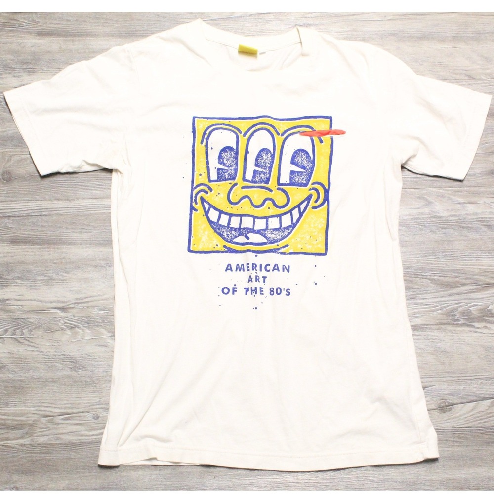 Uniqlo Keith Haring American Art of the 80s Three Eyed Face Graphic Tee Cream L
